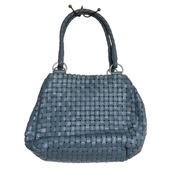 Nine West Soft Weave Blue Woven Shoulder Bag Braided Handles NWT - Picture 2 of 6